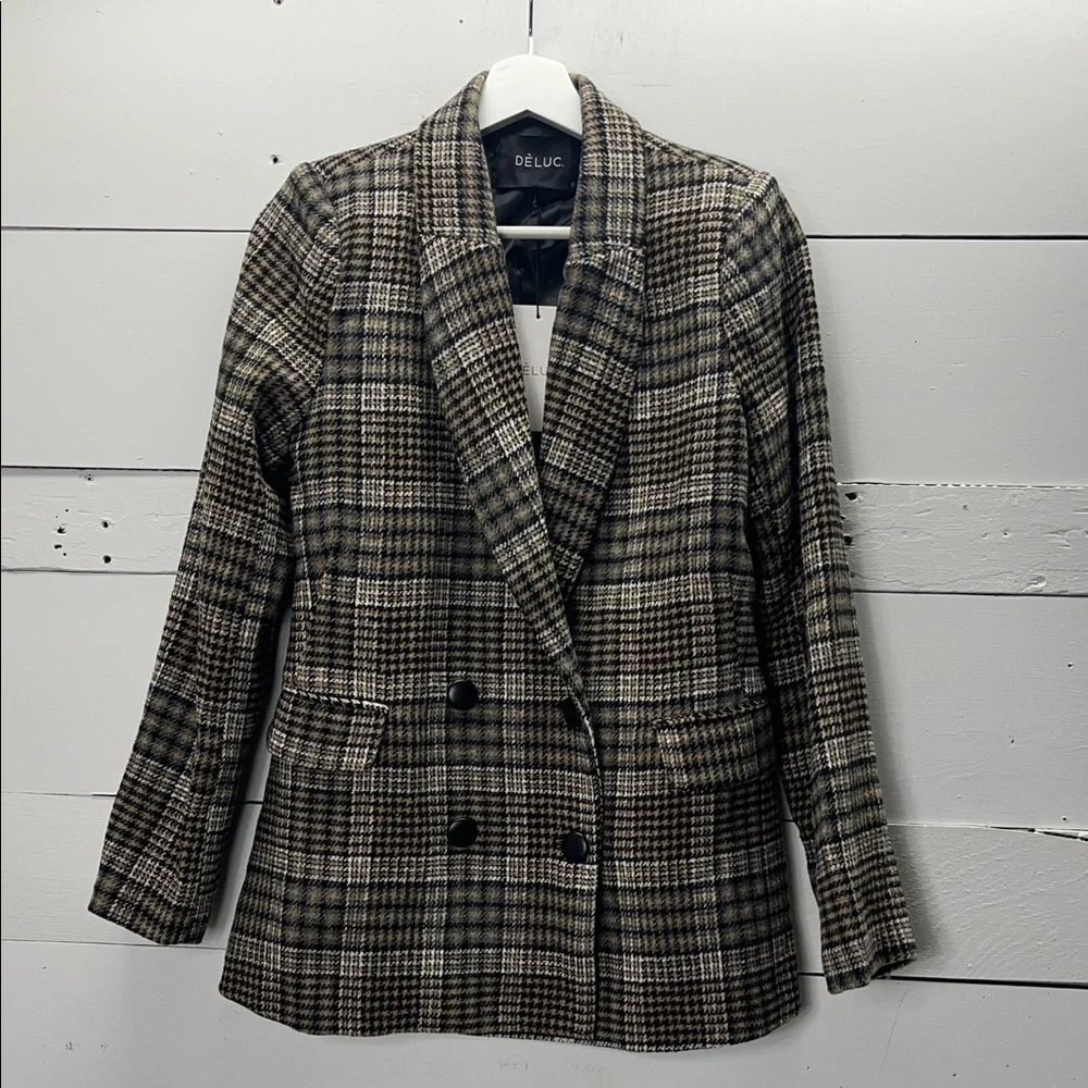 NWT Dèluc Maverick Blazer in Camel Black & White Size Medium